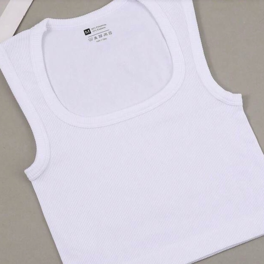 SHEIN White Ribbed Tank Top